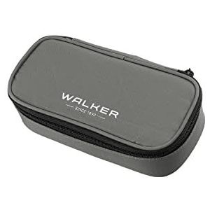 Walker 49113-375 - Etui Steel Grey, etui met hoofdvak, binnenflap, 20 pennenlussen en ritssluiting, voor school, college en kantoor