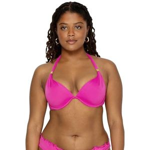 Smart & Sexy Women's Standard Swim Secret Mega Push-up Halter Bikini Top, Fuchia Sizzle, 32A