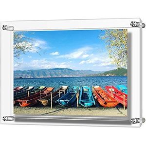 AMEITECH Acryl fotolijst, dubbel paneel, transparante wandhouder, fotolijst houdt 32 x 23 cm foto's