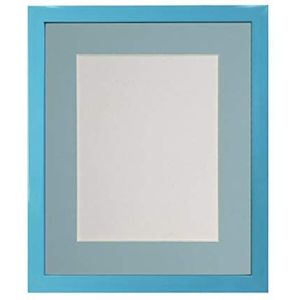 FRAMES BY POST 0.75 Inch Fotolijst met Blauwe Mount 18 x 12 Afbeeldingsgrootte 14 x 8 Inch Plastic Glas