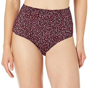 Amazon Essentials Dames zwembroek met hoge taille (verkrijgbaar in grote maten), baksteenrood luipaard, 5X