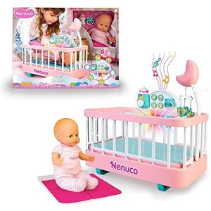 Nenuco - Het kinderbed dat je helpt interactieve wieg met lichten en geluiden voor Nenuco, met een zachte lichaamspop voor de jongste kinderen en accessoires zoals fles en famosa (700017203)