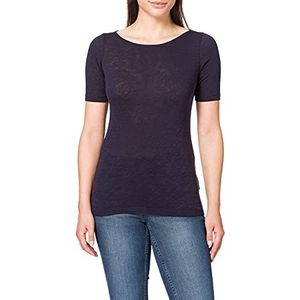Marc O'Polo Dames 51399 dames T-shirt met licht gemêleerd oppervlak, comfortabel bovendeel van biologisch katoen, eenvoudig kort, blauw (Manic Mid, XS EU
