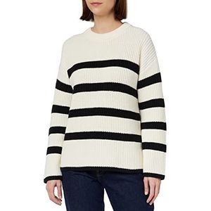 Selected Femme Gebreide trui voor dames, gestreept, Sneeuwwit/strepen: zwart, S
