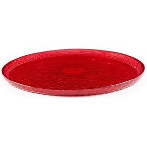 Excelsa Arabesque Red Dessertbord, diameter: 21 cm, glas versierd