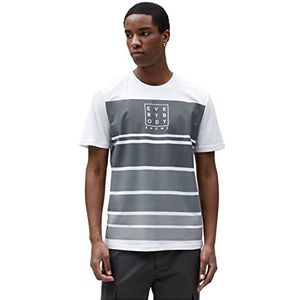 Koton Heren Slogan Printed Multicolor Crew Neck Cotton T-shirt, wit (000), S