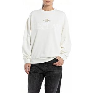 Replay Dames oversized sweatshirt, 011, natuurlijk wit., XL