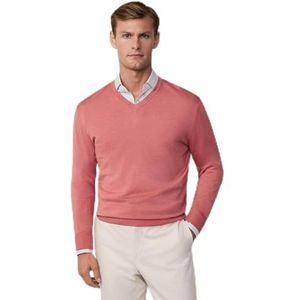 Hackett London Heren GMD Merino Silk V Sweater, Oranje (Donker Perzik), XXL