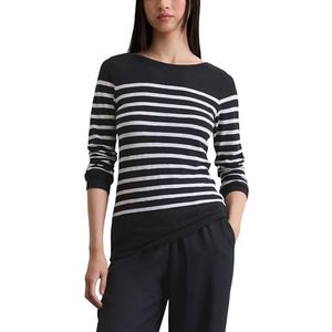 Marc O'Polo - Shirt - Marine/Wit - Lange Mouw
