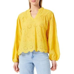 DreiMaster Vintage Damesblouse met lange mouwen, mosterdgeel, S