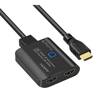 HDMI Switch 4K 60Hz met vaste 60cm HDMI kabel, PORTTA Bi-directioneel HDMI Splitter 1 in 2 out, HDMI Schakelaar 2 in 1 out, HDMI 2.0 Switcher Ondersteuning HDCP 2.2 HDR10 3D voor Xbox PS4 HDTV