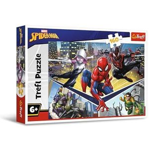 Trefl - Marvel Spiderman, de kracht van Spiderman - Puzzel met 160 Stukjes - Kleurrijke Puzzel met de helden uit de Cartoon, Creatieve Ontspanning, Plezier voor kinderen vanaf 6 jaar