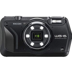 RICOH WG-6 zwarte waterdichte camera met hoge resolutie beelden met 20 MP 3 inch LCD waterdicht tot 20 m schokbestendig tot valhoogte van 2,1 m onderwatermodus ring met 6 leds voor macro-opnamen