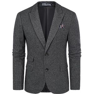 PJ PAUL JONES Vintage visgraatblazer voor heren, Britse wolmix, sportjas, Zwarte pied-de-poule, M
