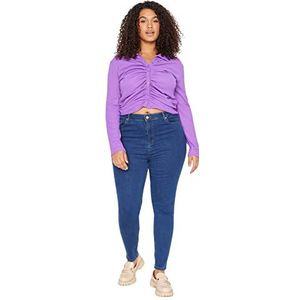 Trendyol Vrouwen Plus Size Hoge Taille Skinny Fit Plus Size Jeans, Blauw, 48, Blauw