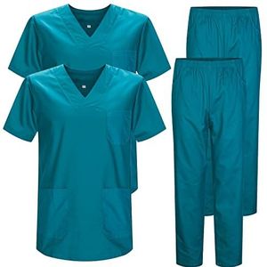 Set van 2 stuks - Uniform unisex scrubset - medisch uniform met scrubtop en broek - Ref.2-8178
