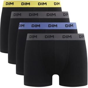Dim Boxershorts voor heren, mix en kleuren, katoen, stretch, 4 stuks, Zwarte riem geel/blauw/grijs, S