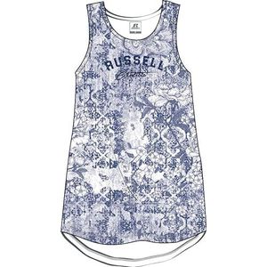 RUSSELL ATHLETIC Dames Dm-Sleeveless Printed Tank Top, Indaco Marl, S