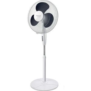 Taurus Greco 16CR Pure staande ventilator, 40 W, ronde bodem, oscillatiesysteem, verstelbare helling, 3 vleugels, 3 snelheden, in hoogte verstelbaar van 110-125 cm, gemakkelijk te reinigen