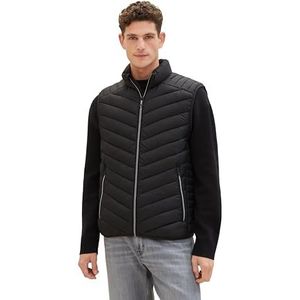 TOM TAILOR Lichtgewicht gewatteerd vest voor heren met opstaande kraag, 29999 - Black, S