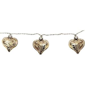 Best Season ""Argent Heart"" glazen hart ketting met 8 LED-lampen, 8 glazen hartjes, transparant met zilveren decoratie, 6 cm, vierkleurig karton 458-76