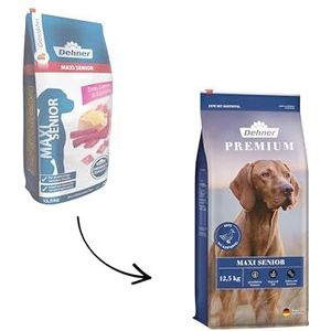 Dehner Premium hondenvoer Maxi Senior, droogvoer graanvrij, voor oudere honden van grote rassen, eend/lam/aardappel, 12,5 kg