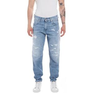 Replay Heren Jeans Sandot Tapered-Fit, Lichtblauw 010, 32W / 34L