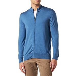 Hackett London Heren GMD Merino Zijde Fzip Trui Trui, Chambray, 3XL