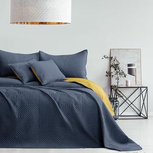 AmeliaHome Sprei antraciet honinggeel 170 x 270 cm Bedsprei dubbelzijdig Ultrasoon stiksel Polyester Softa