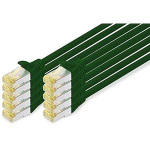 DIGITUS LAN kabel Cat 6A - 0.5m - 10 stuks - RJ45 netwerkkabel - S/FTP afgeschermd - Compatibel met Cat-6 & Cat-7 - Groen