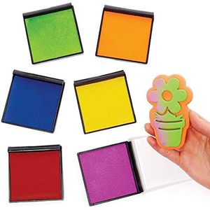 Baker Ross FC867 Regenboog Kleuren Inkt Stempelkussens - Pak van 6, Knutselen voor Kinderen, Stempelen voor Papier en Kaart, Scrapbooking Benodigdheden
