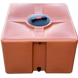 Houder van polyethyleen, gecertificeerd voor drinkwater, hoekig, laag, model 300 liter, kleur terracotta, gemaakt in Italië