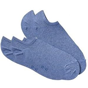 Damart - Set van 2 paar onzichtbare enkelsokken - Blauw - Dames