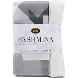 Gözze - Gezellige deken, Pashmina Feel, omkeerbaar, 460 g/m², 150 x 200 cm - Ash