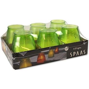 SPAAS Tray van 6 Geurloze D'light kaarsen, ± 45 uur - groen