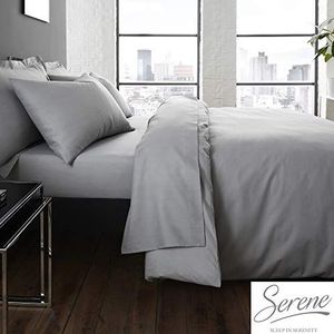 Serene Plain Dye Collection Onderhoudsarme dekbedovertrekset, grijs, eenpersoonsbed