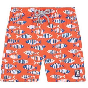 Tom & Teddy Heren/Jongens Oranje Gestreepte Fish Zwembroek, oranje, 5-6 Jaar