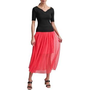 DKNY Dames Ribbed V-hals Top, Zwart, X-Large, zwart, XL