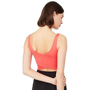 LOS OJOS Crop Tops Dames - Medium Support Gewatteerde sportbeha, tanktops voor vrouwen, koraalrood, S