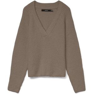VERO MODA Vmnovah Rib Ls V-hals Pullover Noos, fossiel, L