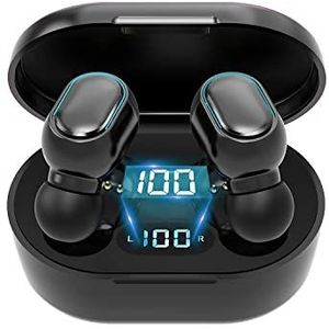 DKKD Bluetooth hoofdtelefoon, draadloos, [2023 nieuw], bluetooth 5.1 met dual HD-microfoon, 26 uur meeslepende premium sound oordopjes, led-stroomindicator, IPX7 waterdicht, USB-C voor werk en sport