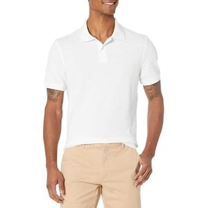 Amazon Essentials Men's Poloshirt van piqué-katoen met slanke pasvorm, Wit, S
