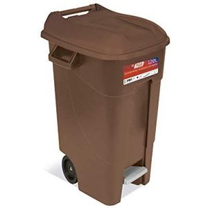 Tayg Afvalcontainer 120 liter met pedaal en eenkleurig, bruin, 443237