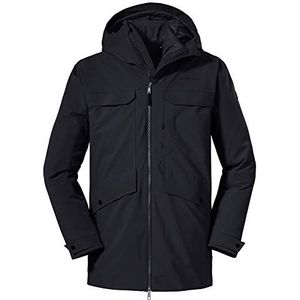 Schöffel Moskou M 3-in-1 parka voor heren, wind- en waterdichte winterjas, parka met gewatteerde uitneembare binnenjas, zwart, maat 52