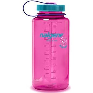 Nalgene Sustain Tritan BPA-vrije waterfles gemaakt van materiaal afgeleid van 50% plastic afval, 32 oz, brede mond, elektrisch magenta