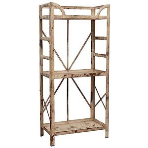 Biscottini Rek van smeedijzer, 108 x 27,5 x 50 cm, etagère van ijzer met antieke afwerking, robuust en bijzonder ijzeren rek met planken