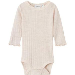 NAME IT Babymeisjes Nbfwossa Wool/Silk Rib Ls body met lange mouwen, roze, 74 cm