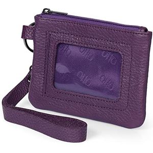 Otto Angelino Genuine Leather Ritssluiting ID Wallet With Wrist Strap - Unisex (Purple)