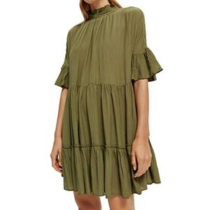 Scotch & Soda Maison Dames Short met Ruffle Sleeve Detail Casual Dress, Army Green 0410, 46, legergroen 0410, 46