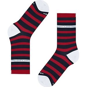 Burlington Dames Colour-Block Stripe Duurzaam Biologisch Katoen halfhoog met patroon gestreept 1 paar sokken, blauw (Marine 6120), 36-41